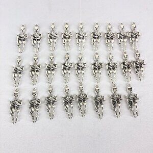 Silver Toned Necklace Or Bracelet Skeleton Pendants Lot Of 26